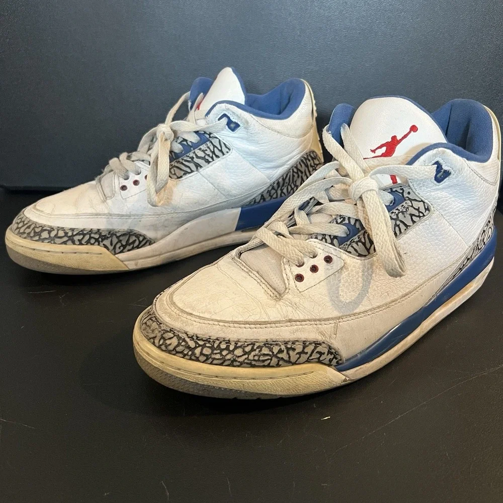 Nike Air Jordan 3 True Blue Retro 2009 Mens Sneakers Size 12 BEATERS Vintage